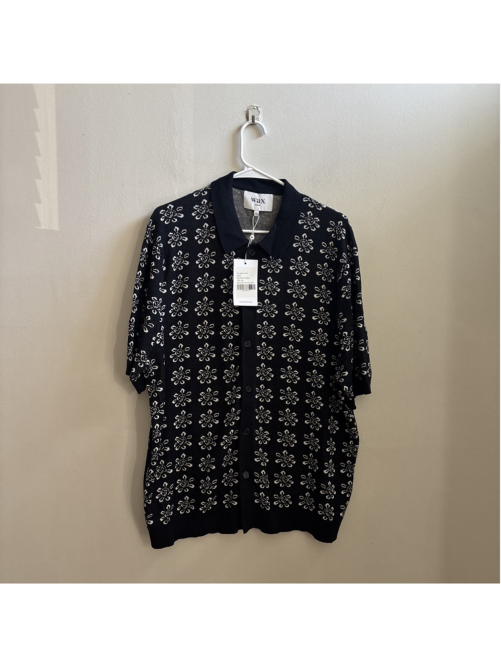 NEW MEN’S WAX LONDON TELLARO SHIRT DAISY PRINT SIZE XXL NAVY BLUE CRU